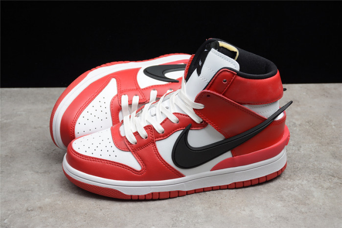 ambush x nike sb dunk high varsity red black white cu7544-102