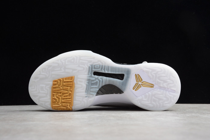 kobe 5 protro black/white/gold ct8044-100